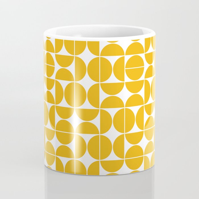 Mid Century Modern Geo 04B Yellow Coffee Mug Gallery Image 4