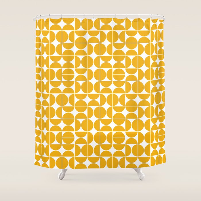 Mid Century Modern Geo 04B Yellow Shower Curtain Gallery Image 1