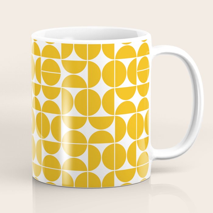 Mid Century Modern Geo 04B Yellow Coffee Mug Gallery Image 1