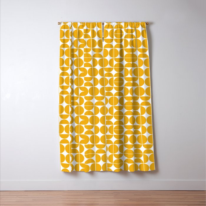 Mid Century Modern Geo 04B Yellow Window Curtain Gallery Image 3