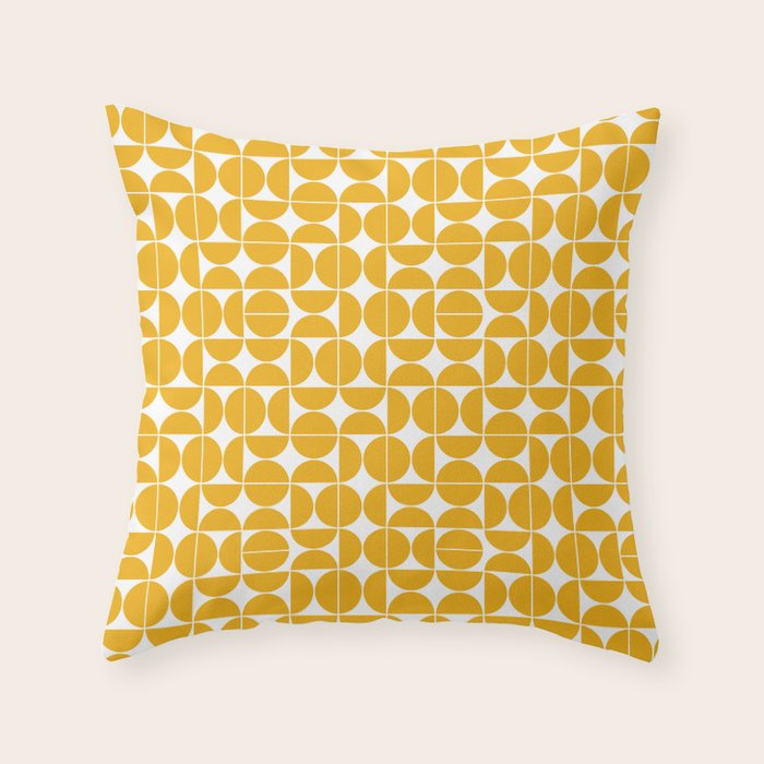 Mid Century Modern Geo 04B Yellow Throw Pillow Gallery Image 1