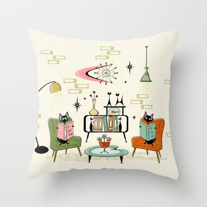 Cozy Cats Den studioxtine Throw Pillow Gallery Image 1