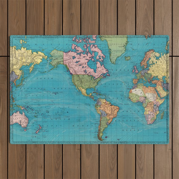 Vintage Map of The World (1897) Outdoor Rug Gallery Image 1