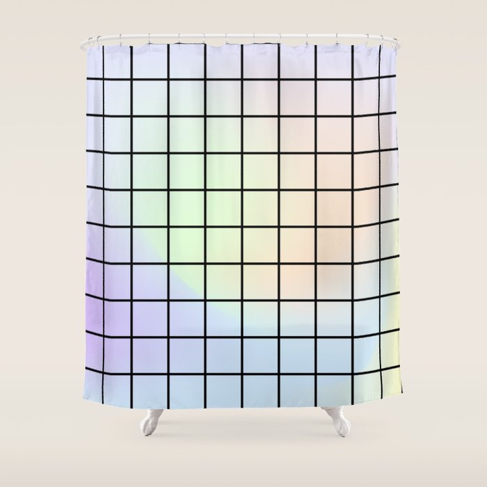 synthwave background grid Shower Curtain Gallery Image 1