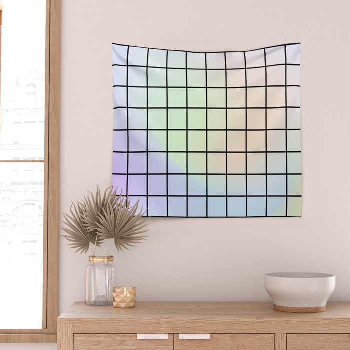 synthwave background grid Wall Tapestry Gallery Image 2