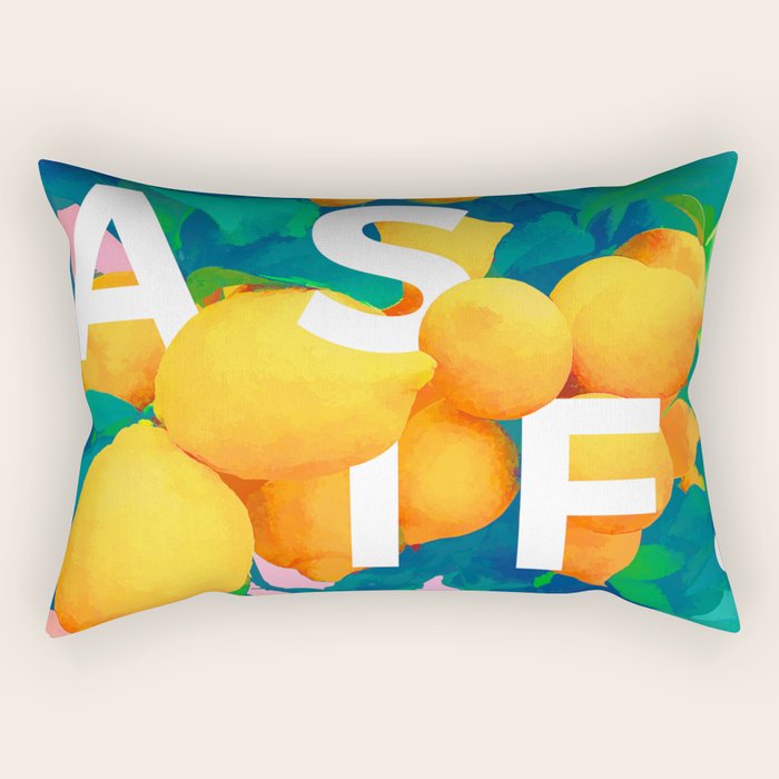 As If. | Typography Attitude Confidence Quote | Lemon Garden Botanical Vintage Quirky Lettering Rectangular Pillow Gallery Image 1
