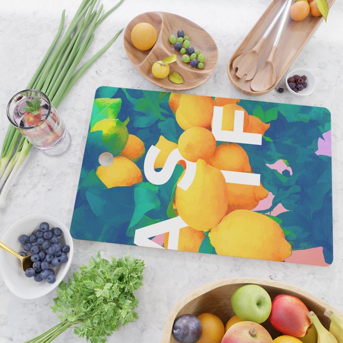 As If. | Typography Attitude Confidence Quote | Lemon Garden Botanical Vintage Quirky Lettering Cutting Board Gallery Image 2