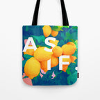 As If. | Typography Attitude Confidence Quote | Lemon Garden Botanical Vintage Quirky Lettering Tote Bag Gallery Image 1