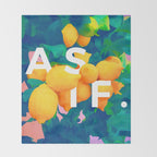 As If. | Typography Attitude Confidence Quote | Lemon Garden Botanical Vintage Quirky Lettering Throw Blanket Gallery Image 2
