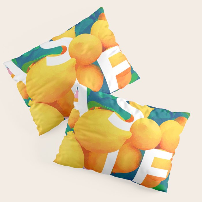As If. | Typography Attitude Confidence Quote | Lemon Garden Botanical Vintage Quirky Lettering Pillow Sham Gallery Image 1