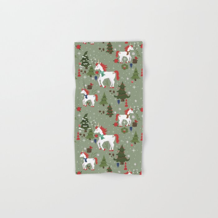 Christmas Winter Unicorn Pattern Bath Towel Gallery Image 1