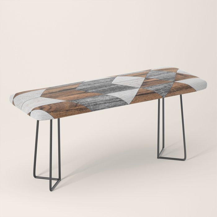 Urban Tribal Pattern No.12 - Aztec - Wood Bench Gallery Image 1