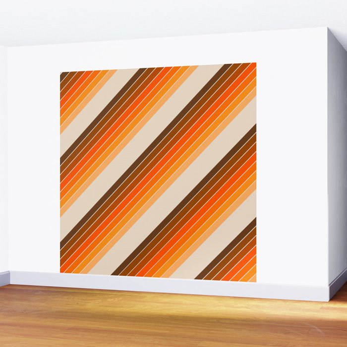 Tan Candy Stripe Wall Mural Gallery Image 2