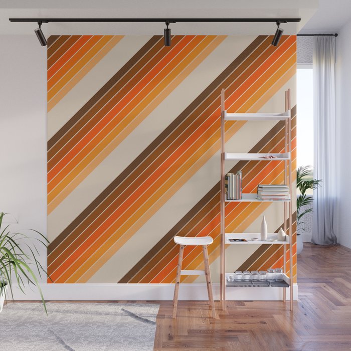 Tan Candy Stripe Wall Mural Gallery Image 1