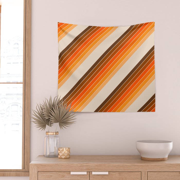 Tan Candy Stripe Wall Tapestry Gallery Image 2