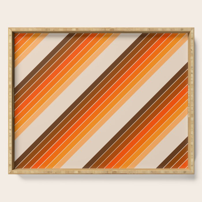 Tan Candy Stripe Serving Tray Gallery Image 1