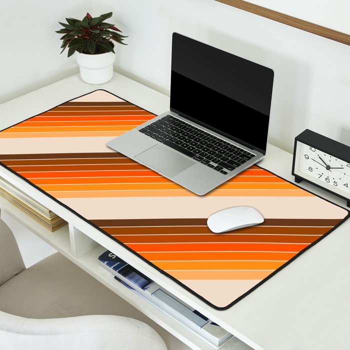 Tan Candy Stripe Desk Mat Gallery Image 2