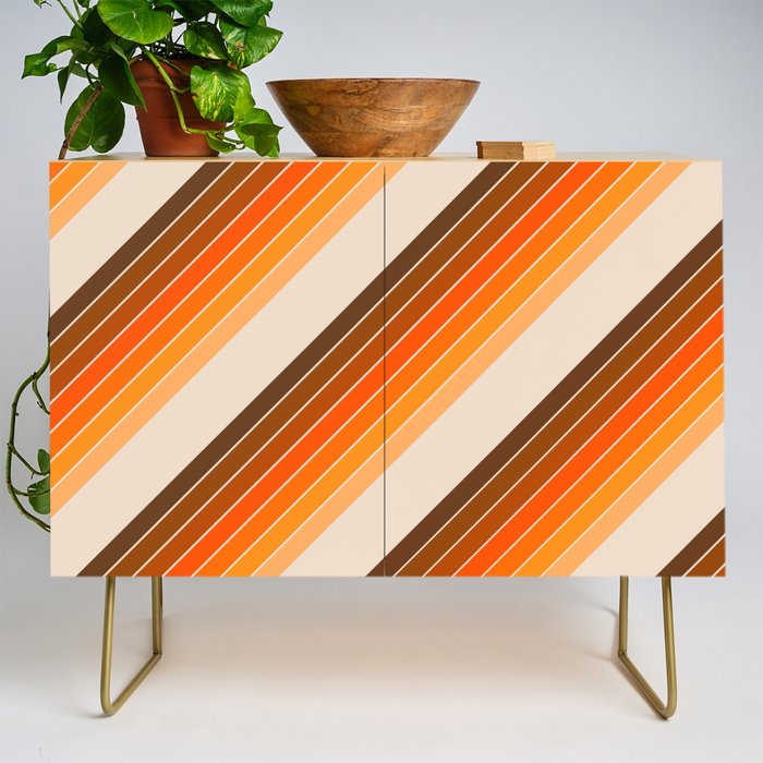Tan Candy Stripe Credenza Gallery Image 1