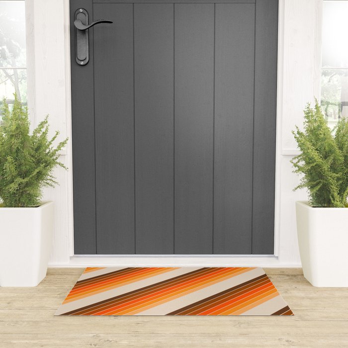 Tan Candy Stripe Welcome Mat Gallery Image 3