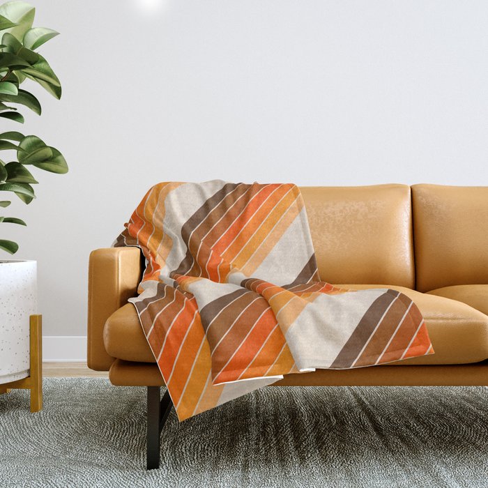 Tan Candy Stripe Throw Blanket Gallery Image 1