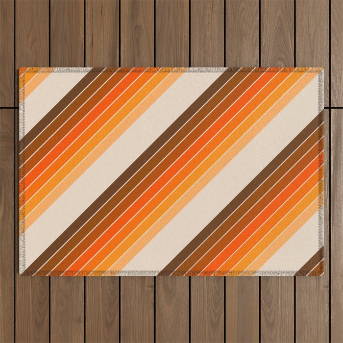 Tan Candy Stripe Outdoor Rug Gallery Image 1
