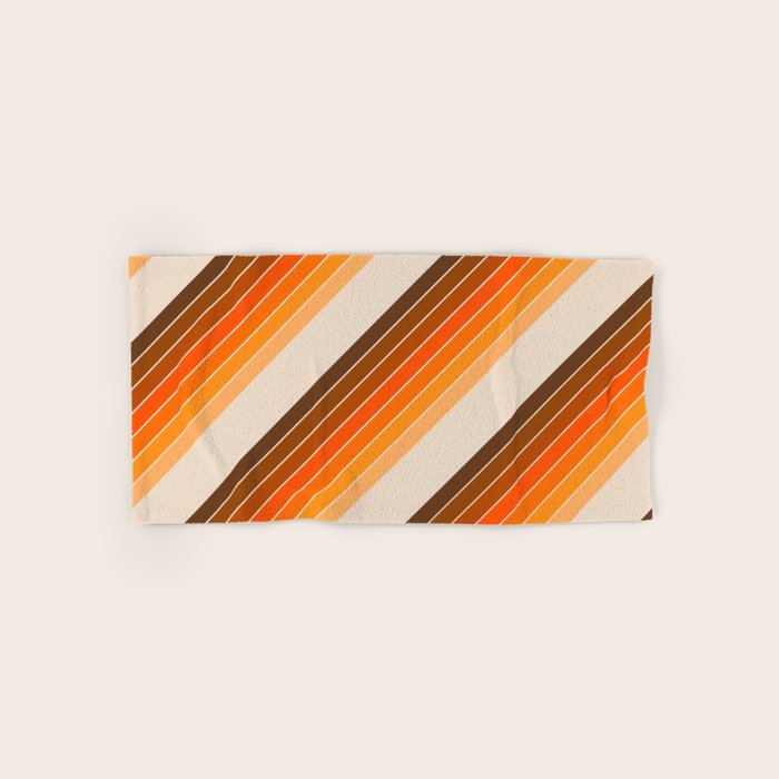Tan Candy Stripe Bath Towel Gallery Image 1