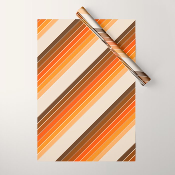 Tan Candy Stripe Wrapping Paper Gallery Image 1