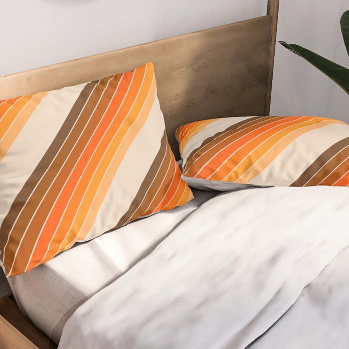 Tan Candy Stripe Pillow Sham Gallery Image 2