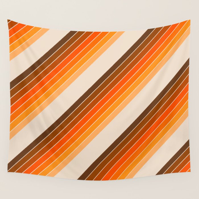 Tan Candy Stripe Wall Tapestry Gallery Image 4