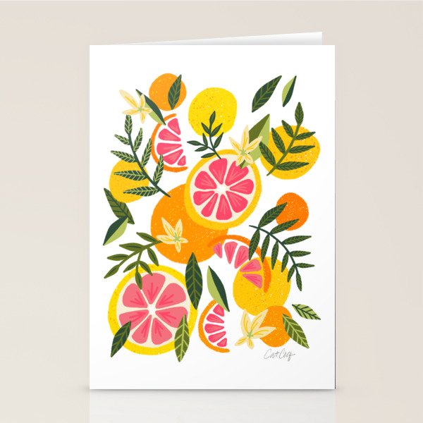 Grapefruit Blooms â Pink & White Stationery Card Gallery Image 1