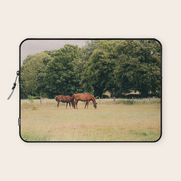 Cotswolds Horses in Rural Pasture Landscape Laptop Sleeve Gallery Image 1