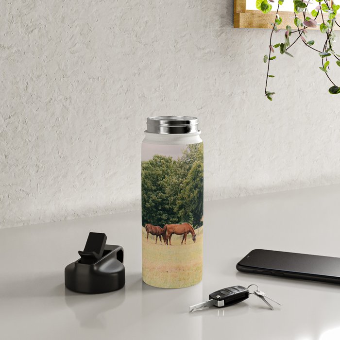 Cotswolds Horses in Rural Pasture Landscape Water Bottle Gallery Image 4