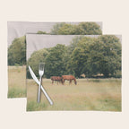 Cotswolds Horses in Rural Pasture Landscape Placemat Gallery Image 1