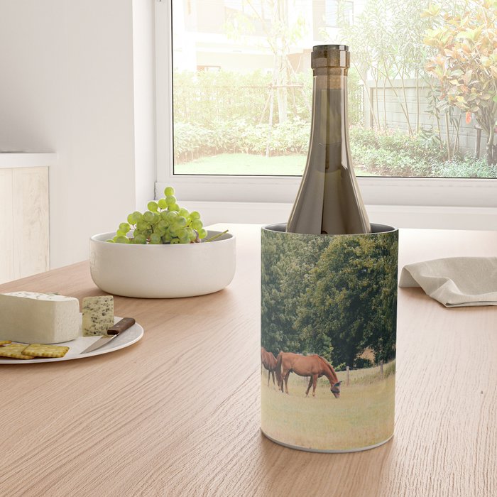 Cotswolds Horses in Rural Pasture Landscape Wine Chiller Gallery Image 4