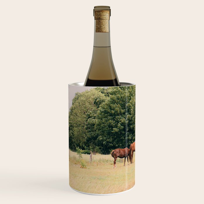 Cotswolds Horses in Rural Pasture Landscape Wine Chiller Gallery Image 2