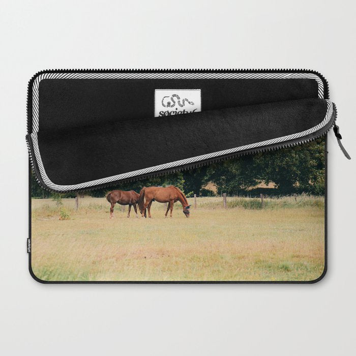 Cotswolds Horses in Rural Pasture Landscape Laptop Sleeve Gallery Image 2
