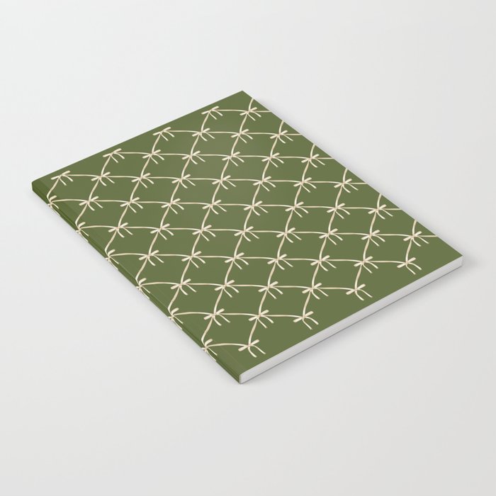 Bows & Ribbons Pattern XXII Dark Olive Green Notebook Gallery Image 1