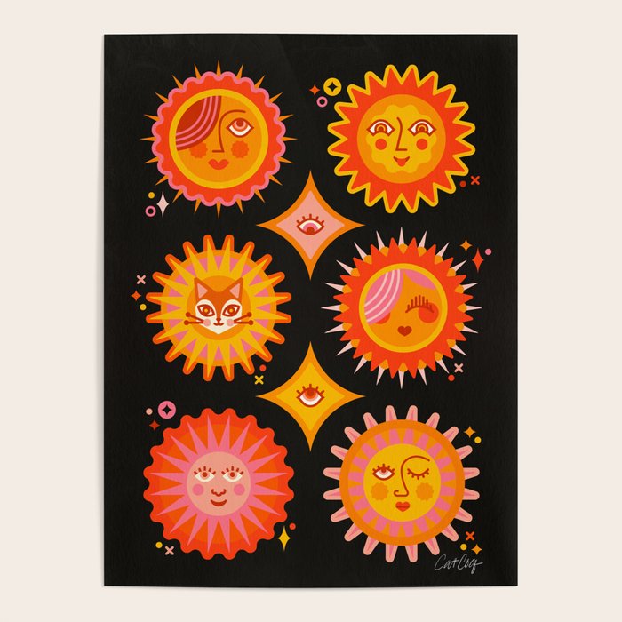 Sunshine Faces - Charcoal Poster Gallery Image 1