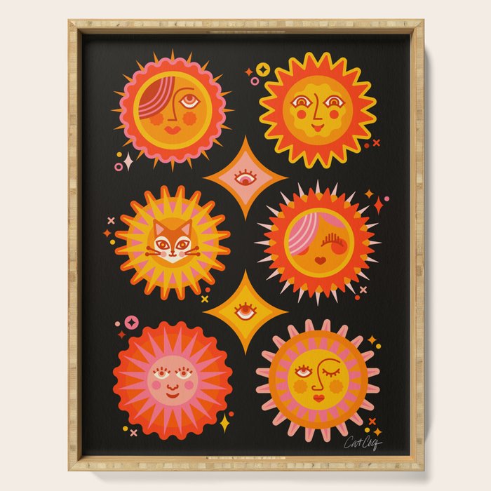 Sunshine Faces - Charcoal Serving Tray Gallery Image 1