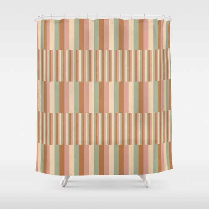 Mixed Stripes Pattern XIX Boho Summer Shower Curtain Gallery Image 1