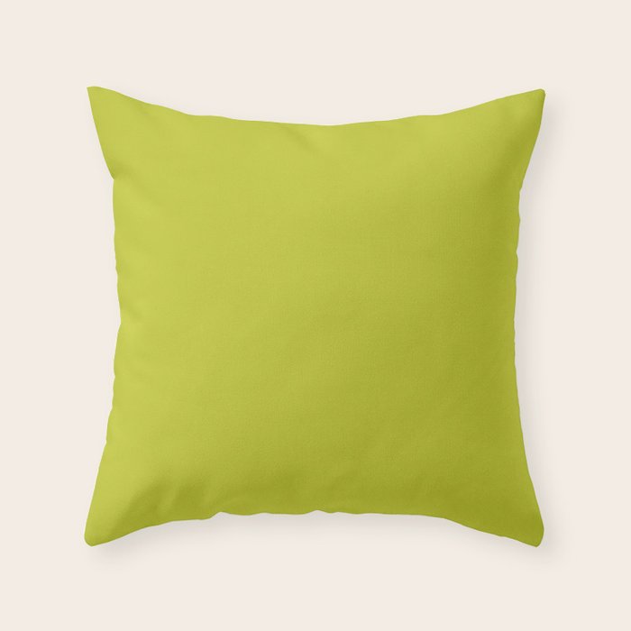 Eccentric Lime Solid Color Plain Yellowish Green Shade Modern Abstract Throw Pillow Gallery Image 6