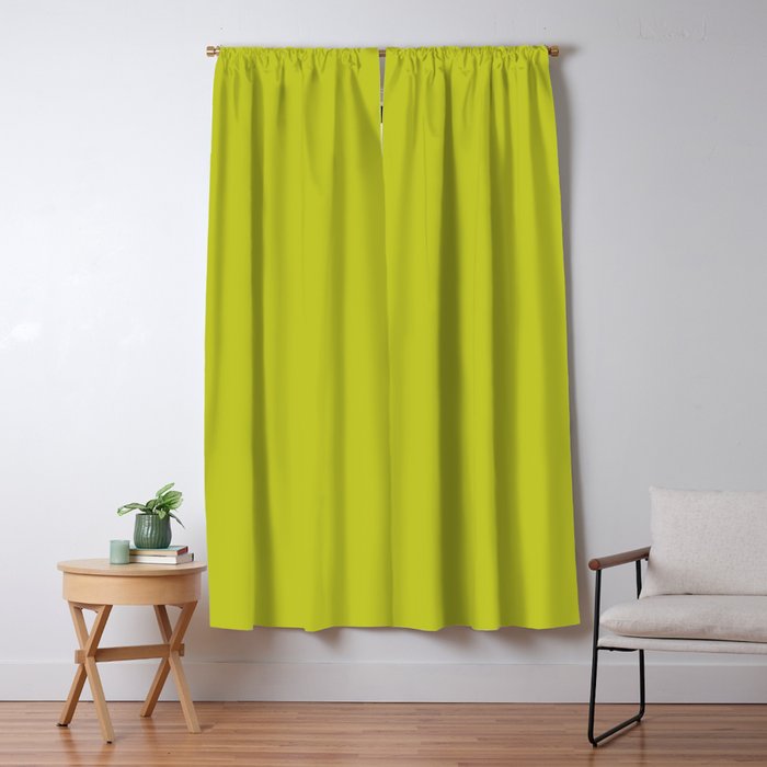 Eccentric Lime Solid Color Plain Yellowish Green Shade Modern Abstract Window Curtain Gallery Image 5