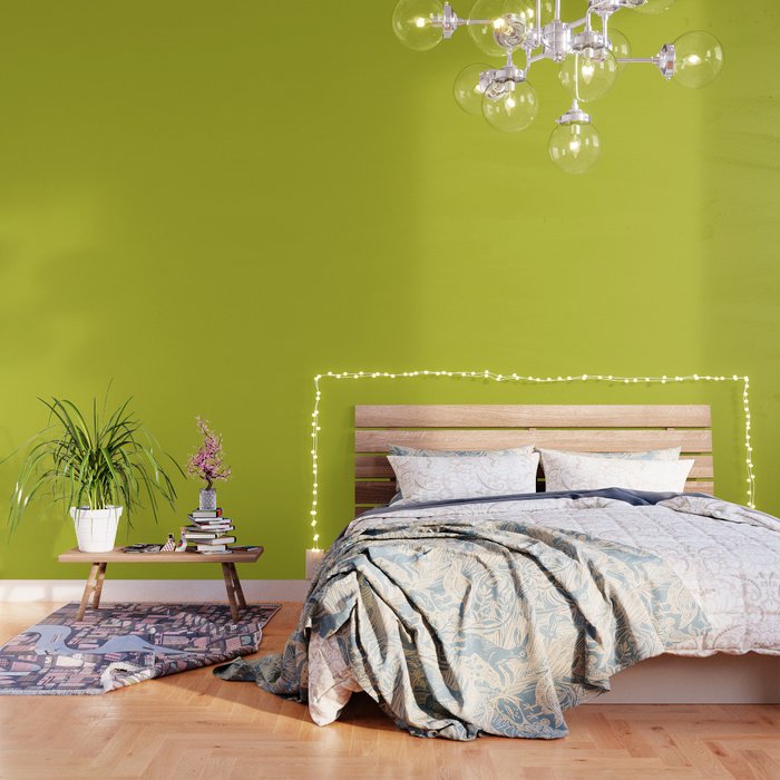 Eccentric Lime Solid Color Plain Yellowish Green Shade Modern Abstract Wallpaper Gallery Image 3