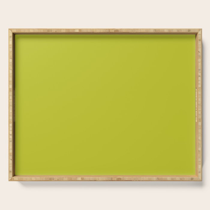 Eccentric Lime Solid Color Plain Yellowish Green Shade Modern Abstract Serving Tray Gallery Image 1