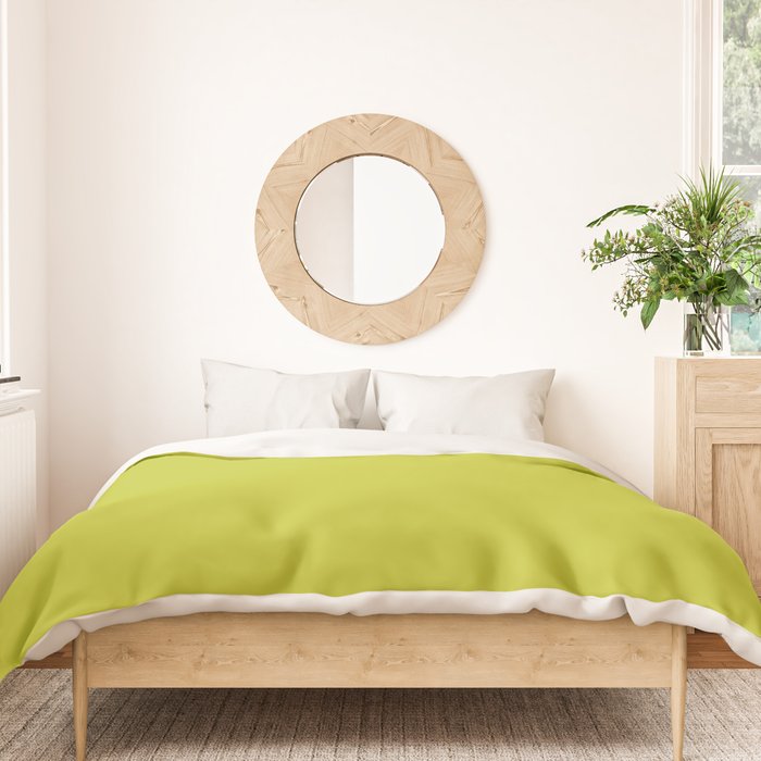 Eccentric Lime Solid Color Plain Yellowish Green Shade Modern Abstract Duvet Cover Gallery Image 3