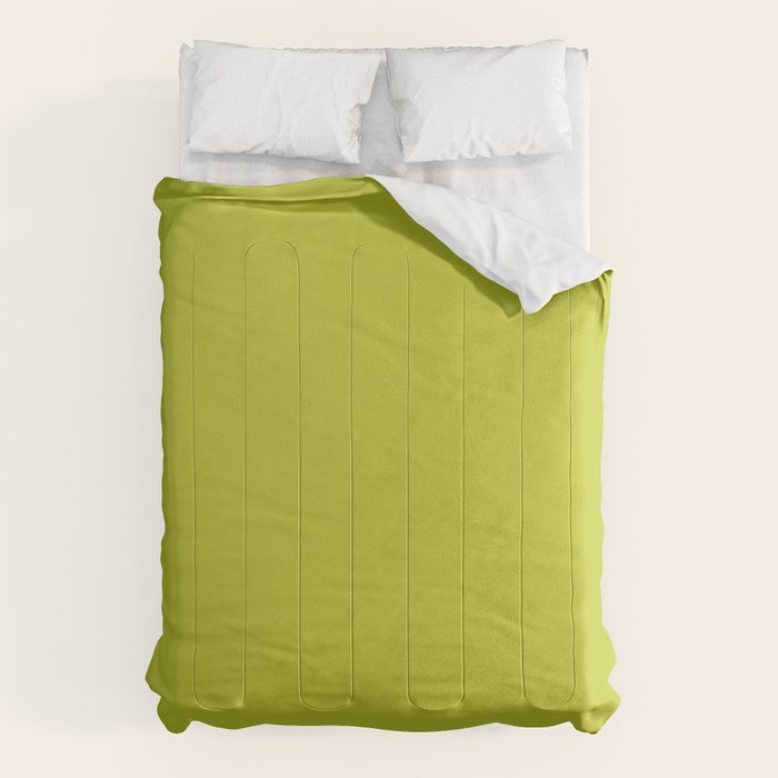 Eccentric Lime Solid Color Plain Yellowish Green Shade Modern Abstract Comforter Gallery Image 6