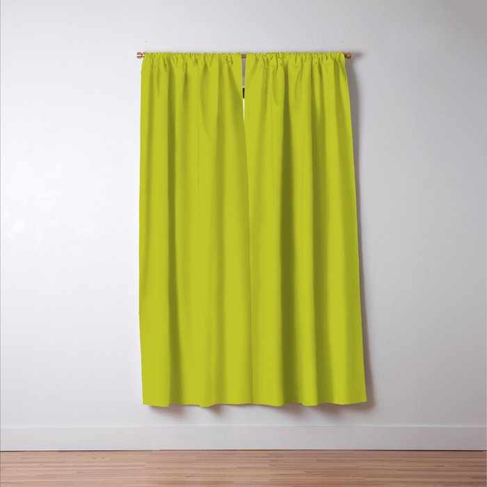 Eccentric Lime Solid Color Plain Yellowish Green Shade Modern Abstract Window Curtain Gallery Image 3