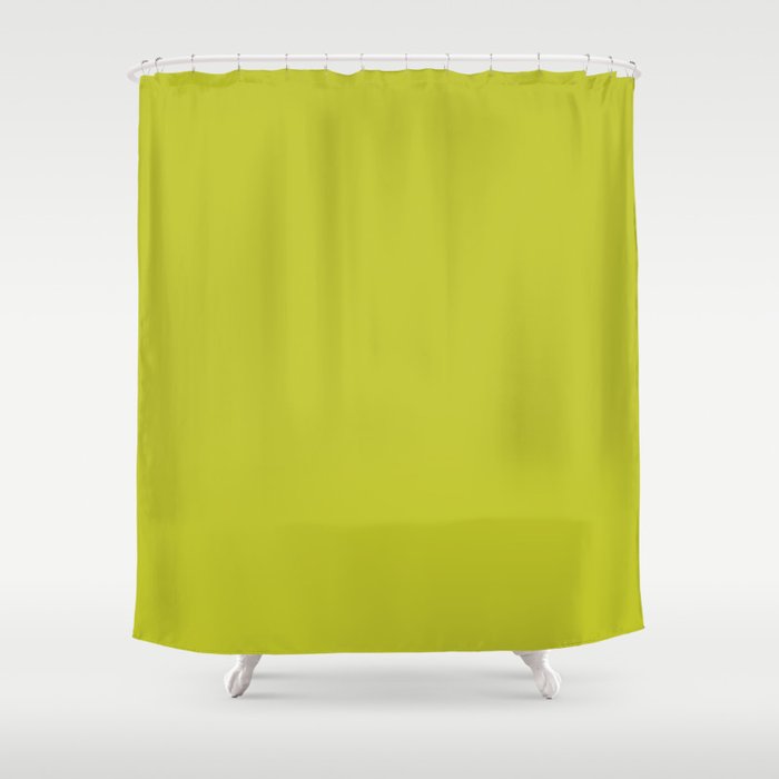 Eccentric Lime Solid Color Plain Yellowish Green Shade Modern Abstract Shower Curtain Gallery Image 1