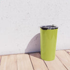 Eccentric Lime Solid Color Plain Yellowish Green Shade Modern Abstract Travel Mug Gallery Image 4