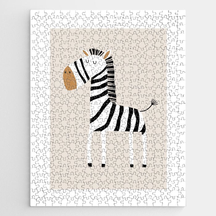 Nursery Wall Art, Safari Nursery Prints, Neutral Nursery Decor, Zebra Print Jigsaw Puzzle Gallery Image 1